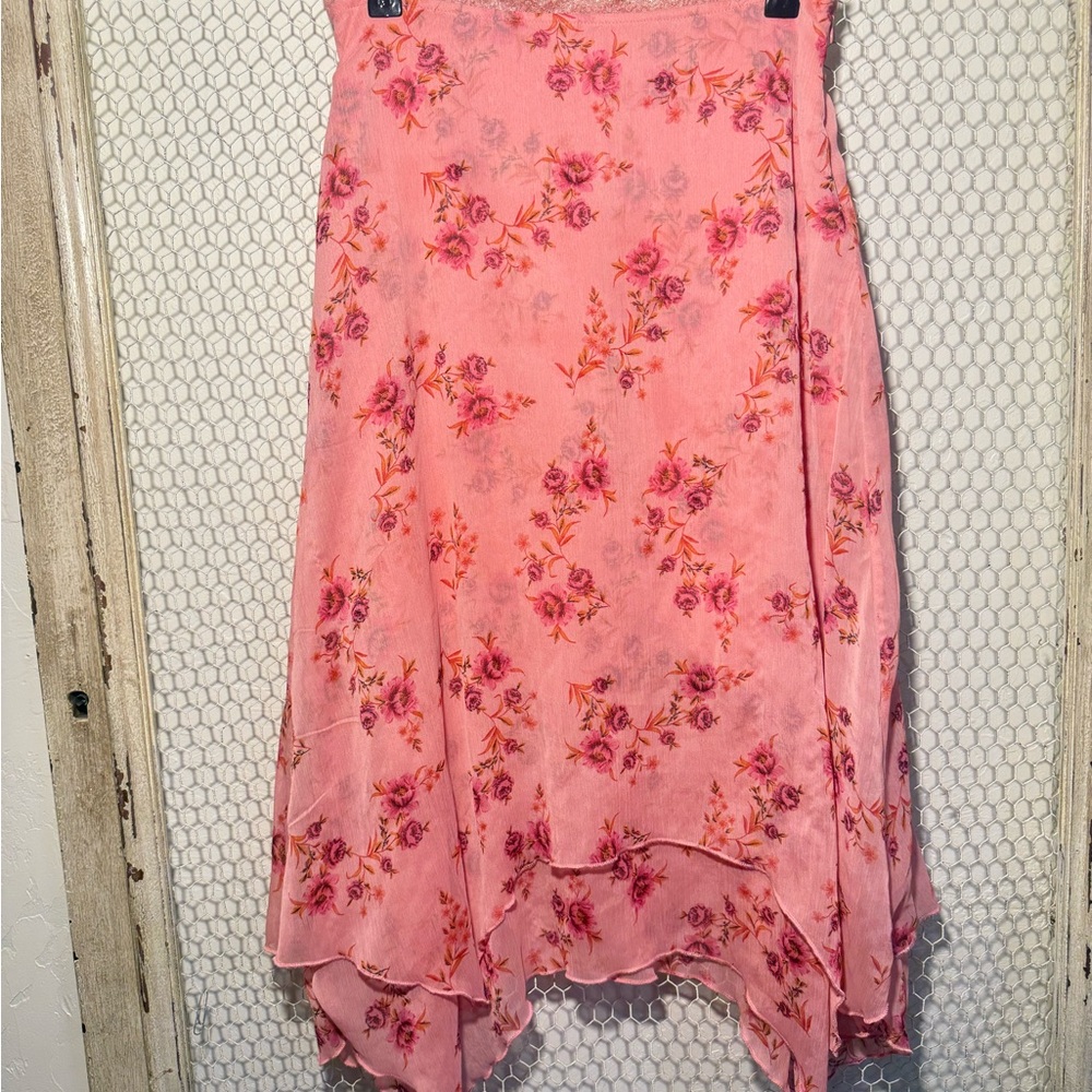 Free People Pink Floral Midi Skirt